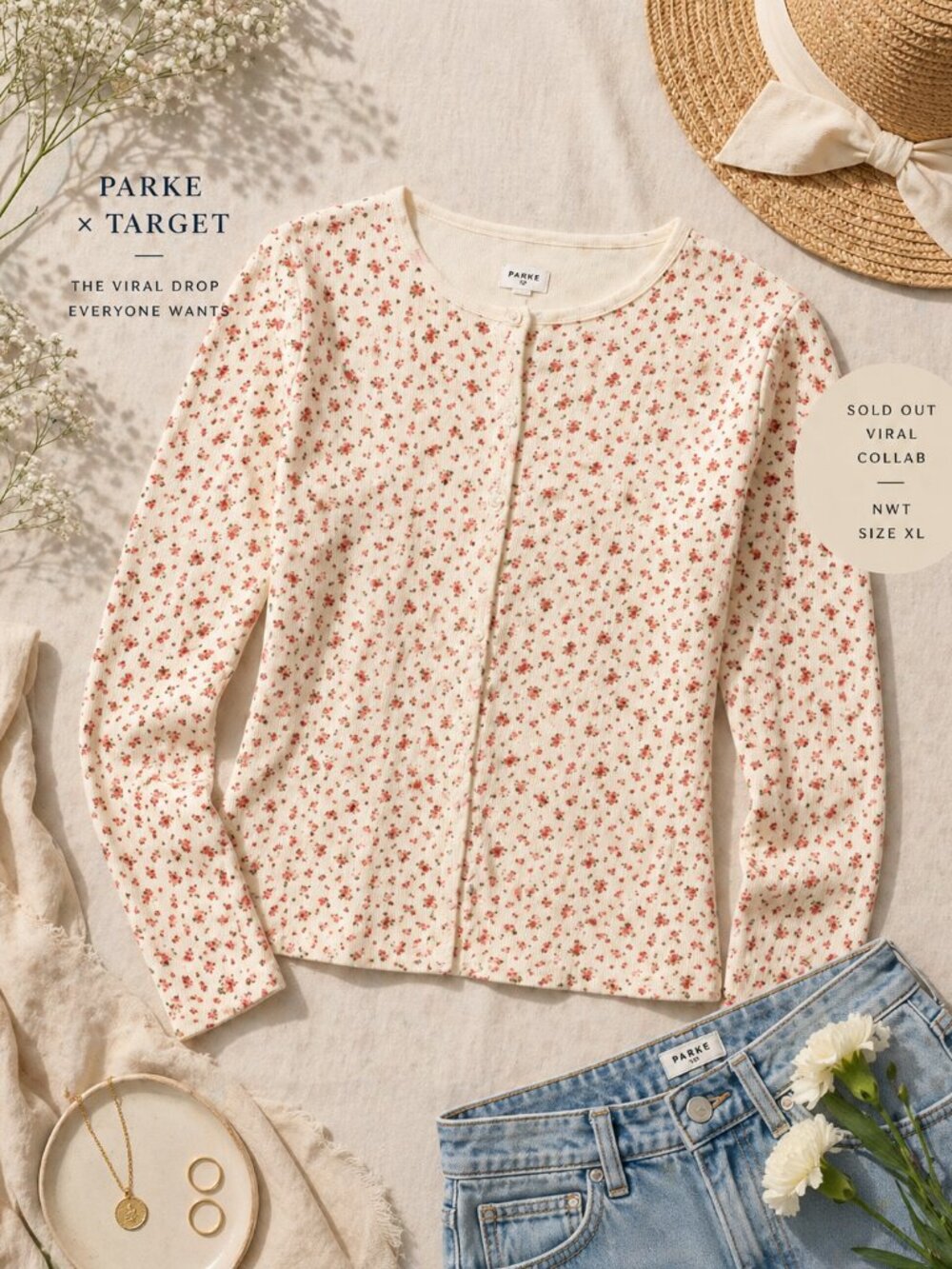 Parke x Target Floral Cardigan XL | Sold Out Viral | Cottagecore Long Sleeve Top